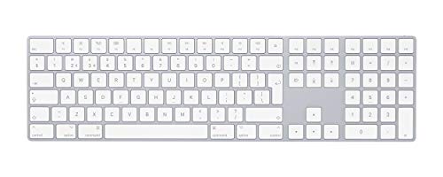 Apple Magic Keyboard mit Ziffernblock: Bluetooth, wiederaufladbar. Kompatibel mit Mac, iPad oder iPhone; Englisch, GB, Silber