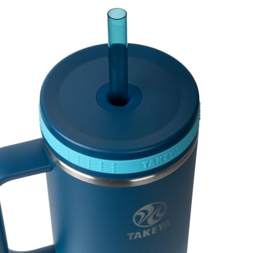 Image of Takeya Stainless Steel Tumbler with Handle and Straw (40 oz, Ombre Adventure) - Insulated Water Bottle with Straw for Water & Iced Beverages