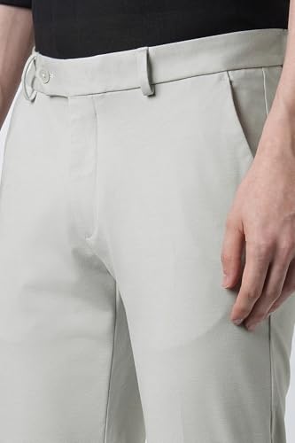 Image of Peter England Men's Slim Fit Mid Rise Formal Stretchable Knit Super Trouser | Comfort Lycra | 360-Degree Stretch