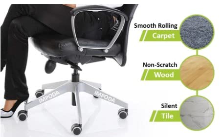 Image of Premium Office Chair Nylon Twin Wheel Castor Screw Type Chair Wheel Set of 5 | Black & White
