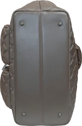 Joan & David 21 Inch Diamond Quilted Puffer Nylon Travel Workbook Tote (Dark Taupe)4