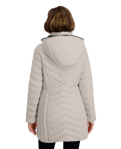 Image of Nautica Women's Stretch Puffer Jacket- Wind & Water-resistant Winter Coat Faux Fur Lined Hood