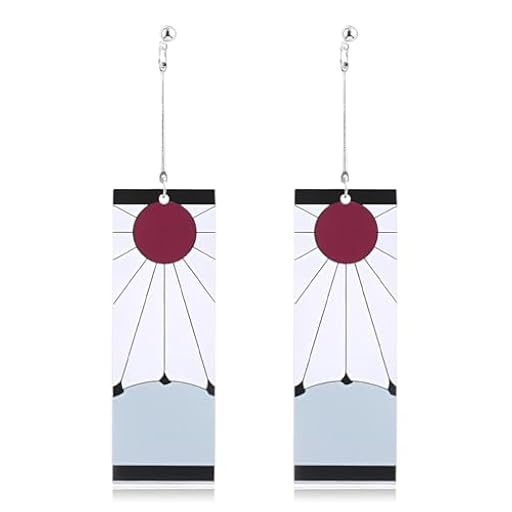 ARHZ 1 Pieza Pendientes Gadget de Demon de Slayer, Kimetsu No Yaiba Orecchini Kamado Tanjirou con colgante, pendientes llamativos para amantes del anime | Ya disponible en tu tienda friki favorita! En mundofriki.es!