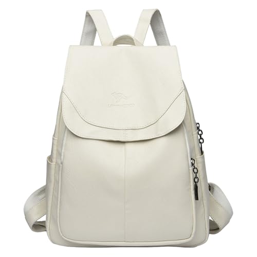 Sac à dos blanc en cuir PU souple au fini élégant et sophistiqué