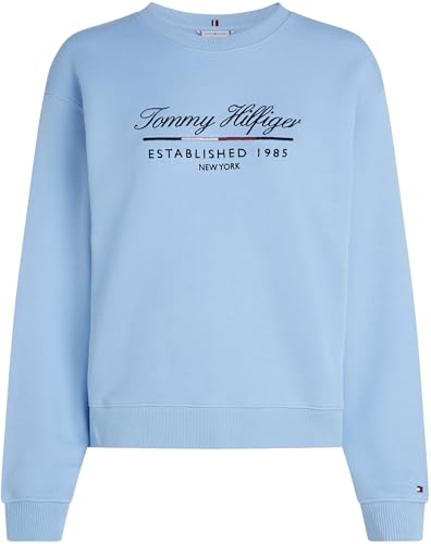 Tommy Hilfiger Damen Sweatshirt mit Rundhalsausschnitt, Blau (Vessel Blue), XL – Ansicht 5