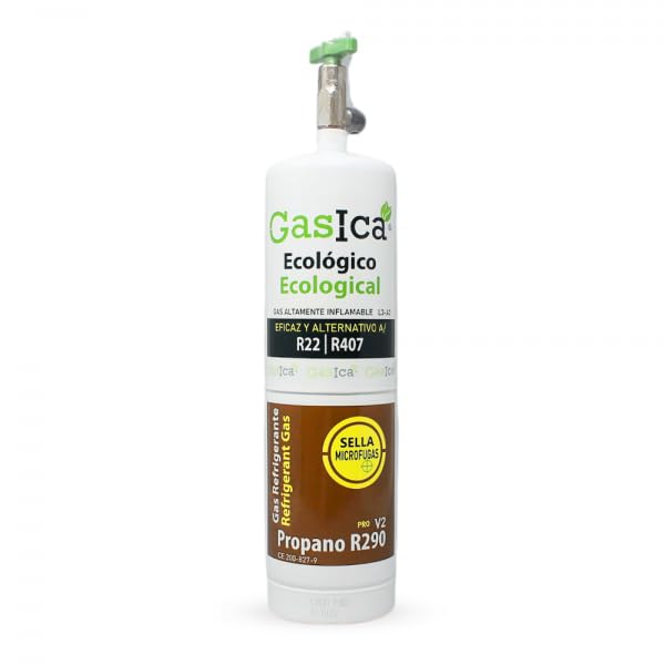 Bilake Gas refrigerante para Aire Acondicionado gasica Gas ecológico Pro V2 propano R290, 400g con Valvula, sustituye Gas R22, R407