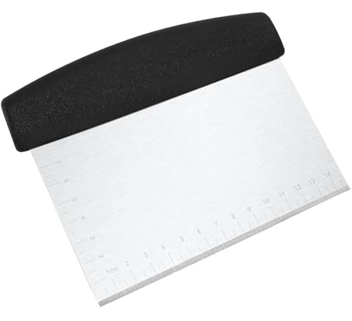 Image of Bench Dough Scraper Chopper Stainless Steel Kitchen Utensil Multipurpose Pastry /Food Cutter Scraper Baking Tool for Cake, Pizza, Bread, BBQ (Pack - 1) (Black)