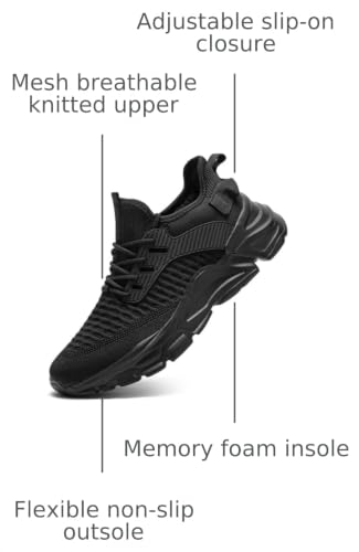 Image of Men's Slip on Walking Shoes Tennis Running Sneakers Lightweight Breathable Casual Soft Sole Comfort Work Gym Trainers