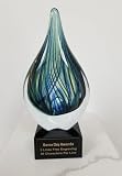 Same Day Awards Green Drop Art Glass Trophy 7 Inches Tall - Personalize/Customize w/Free Engraving
