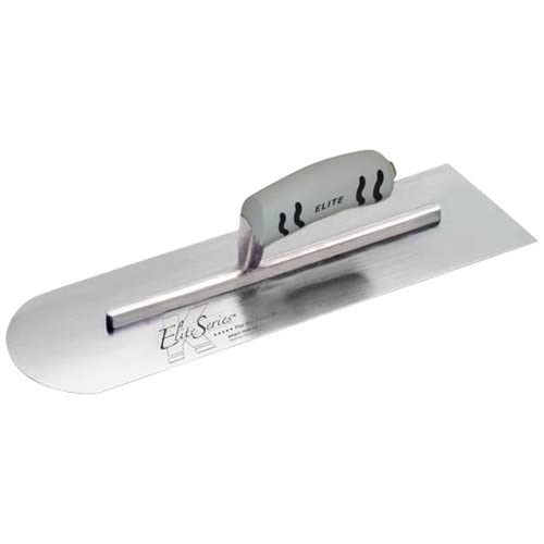 Kraft Tool CFE284PF Elite Series Five Star - Paleta de cemento redonda de acero al carbono con parte delantera y trasera cuadrada de 14 x 4 pulgadas con Hdl ProForm