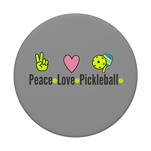 PEACE, LOVE, PICKLEBALL, PICKLEBALL LOVERS, PICKLEBALL GIFTS PopSockets Swappable PopGrip, Black - Image 3