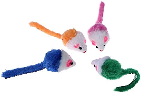 FadyDail Cat Mouse Toys for Indoor Cats 12PCS, 5 Color Variety Interactive Cat Toy Mice Cat Toy Mouse for Cats, Fur Mouse Kitten Toy Mice Cat Feather Toys with Rattle Sounds (Mixed Color)
