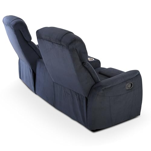 Raburg Kinosessel, 2er-Fernsehsessel mit Relaxfunktion & Liegefunktion, mechanisch, für 2 Personen, Taschenfederkern-Polsterung, Belastbarkeit je Sitzplatz 150 kg, Maxx, Cord-Mikrofaser|Nachtblau – Bild 7