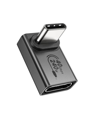 Silkland Adaptador USB C ángulo de 90 Grados, USB C Macho a Hembra, USB4 Tipo C 40Gbps, Extender PD3.1 240W Carga Rápida, Adaptador OTG Tipo C para Steam Deck, Laptop, Tableta, Teléfono, etc.