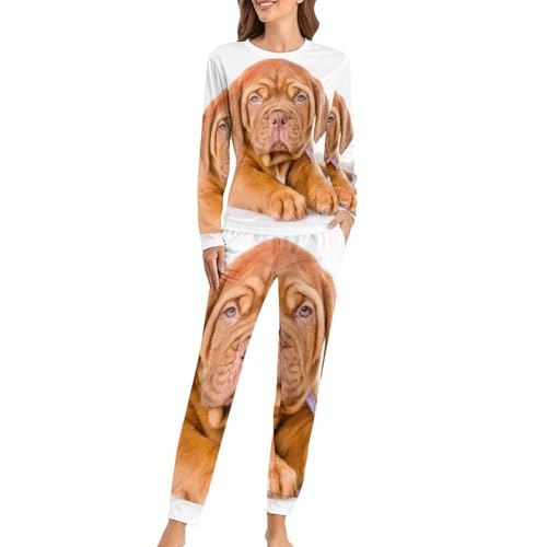 Pyjama femme chats et chiens ensemble de nuit sleepwear pantalon t-shirt long