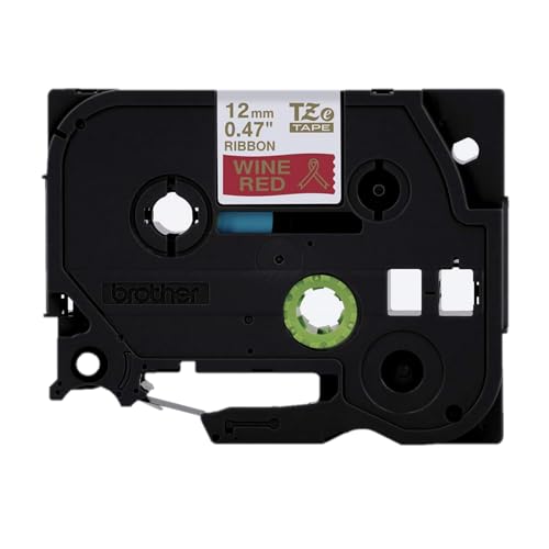 Image of Brother P-Touch Embellish Gold Print on Red Satin Ribbon TZERW34 - ~ inch Wide x 13.1' Long for use with P-Touch Embellish Ribbon & Tape Printer