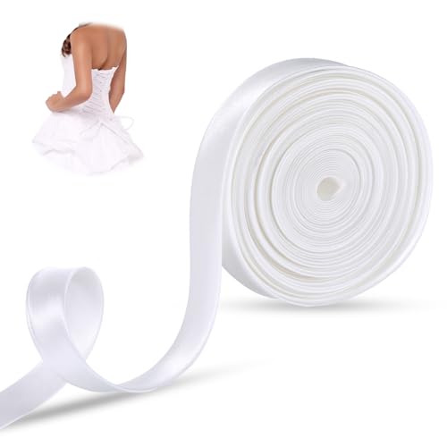 393.7 Inches Corset Ribbon Laces Women's Tie Back for Wedding Gown, White Adjustable Fit Satin Corset Ribbon Back Lace up Corsets Replacement Zipper or Buttons Belt Accessories
