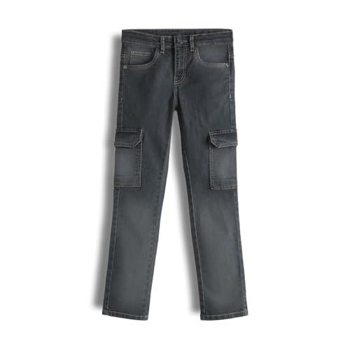 Image of Urbano Juniors Boy's Slim Fit Washed Denim Cargo Jeans with 6 Pockets Stretchable