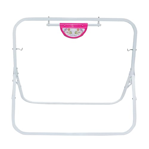 Image of BABYBLESSING Baby Cradle with Swing and Mosquito Net | with 4 Wheels | Foldable & Movable | Sturdy and Safe | Durable | Jhulla | Palna | Easy to use | Pink