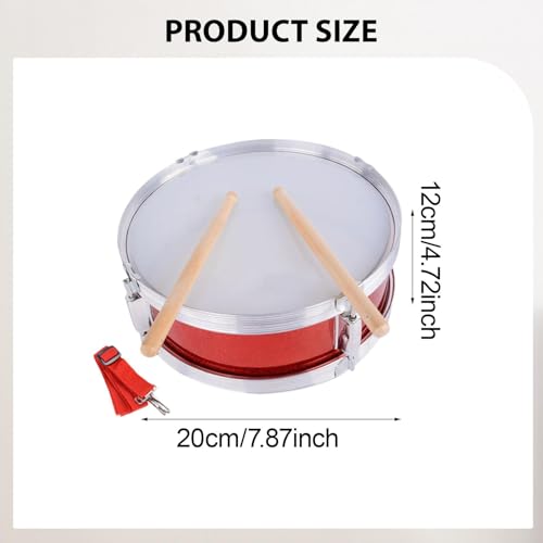 Red Snare Drum de 8 pulgadas con correa ajustable y baquetas, instrumento musical portátil y ligero para niños, adolescentes y principiantes miniatura 6