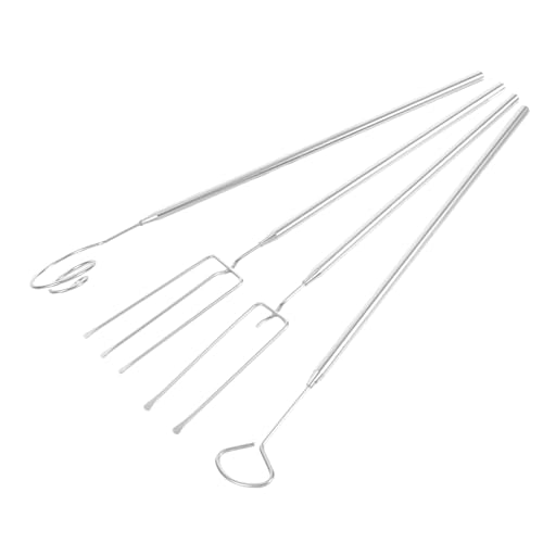 MOLUCKFU Ergonomic Stainless Steel Fondue Forks 4-piece Set for Candy Dipping Cheese Fondue Dinner Grill Camp and Outdoor Activities