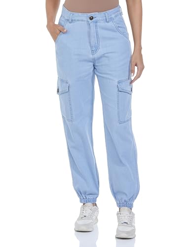 INKD Women's Cargo Pocket Jogger - High-Rise | 100% Cotton | Jean...