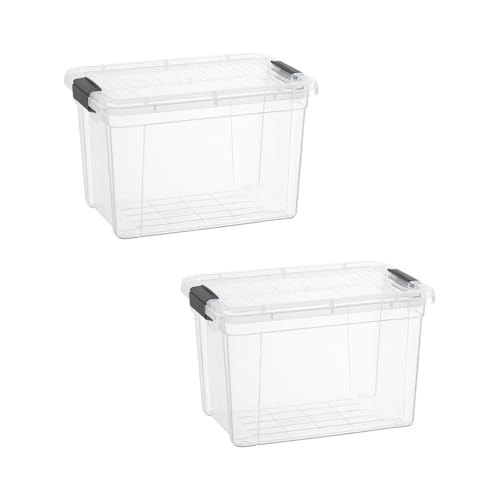 Image of Superio Storage Bins with Lids- 2 Pack, 2.5 Qt Clear Boxes for Organizing, Stackable Plastic Containers- BPA Free, Non-Toxic, Odor Free, Organizer for Home, Office, Dorm