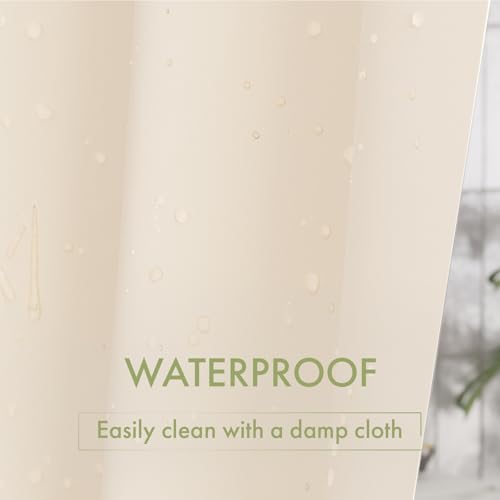 Image of AmazerBath Shower Curtain Liner, 72x72 Beige Shower Curtain Liners, Lightweight Plastic Shower Liner, Cute PEVA Waterproof Cream Shower Curtains for Bathroom with 3 Magnets and 12 Grommets