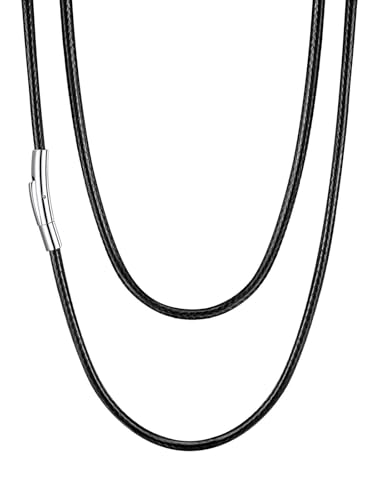 Chaîne homme cuir cordon anti-allergie collier robuste avec fermoir en acier