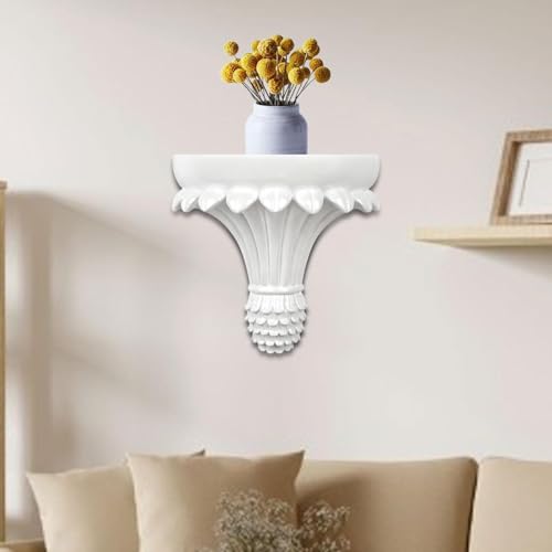 Étagère murale décorative en résine raffinée, grand modèle blanc de style rétro - 3