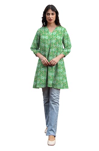 Image of Janasya Women's Georgette Floral Regular Tunic