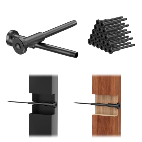 Image of 20Pack 1 /8 inch Black Invisible Cable Railing Kit, T316 Stainless Steel Invisible Receiver and Swage Stud End for Cable Railing, Swage Tensioner for Wood&Metal Cable Post, Wire Railing Kit, RG60