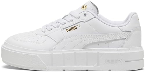 PUMA Cali Court Leather (Big Kid) Sneaker, White Gold, 4.5 US Unisex