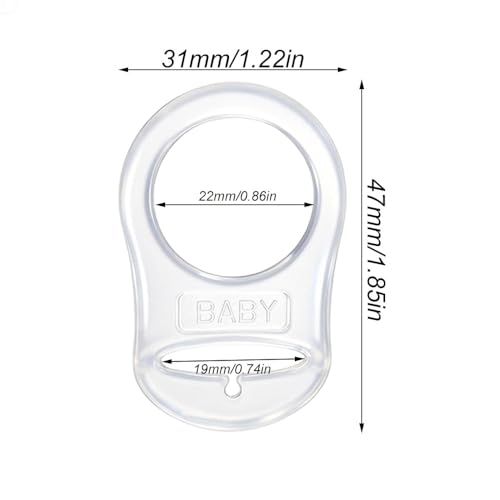 Silikon-Knopf-Ring, 2 Pcs Schnuller Adapter, Silikon Dummy Schnuller Halter Clip Adapter Ring, Silikonring für Schnuller (Transparent)