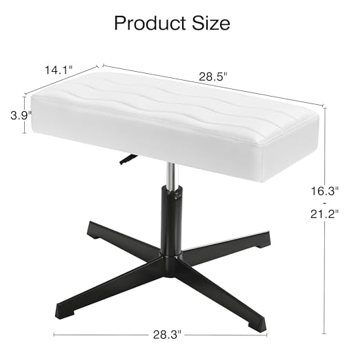 Image of VECELO Under Desk Footrest, PU Ergonomic Foot Rest with Comfort Padding, Height Adjustable for Relieving Leg Pain, Stiffness, and etc, White