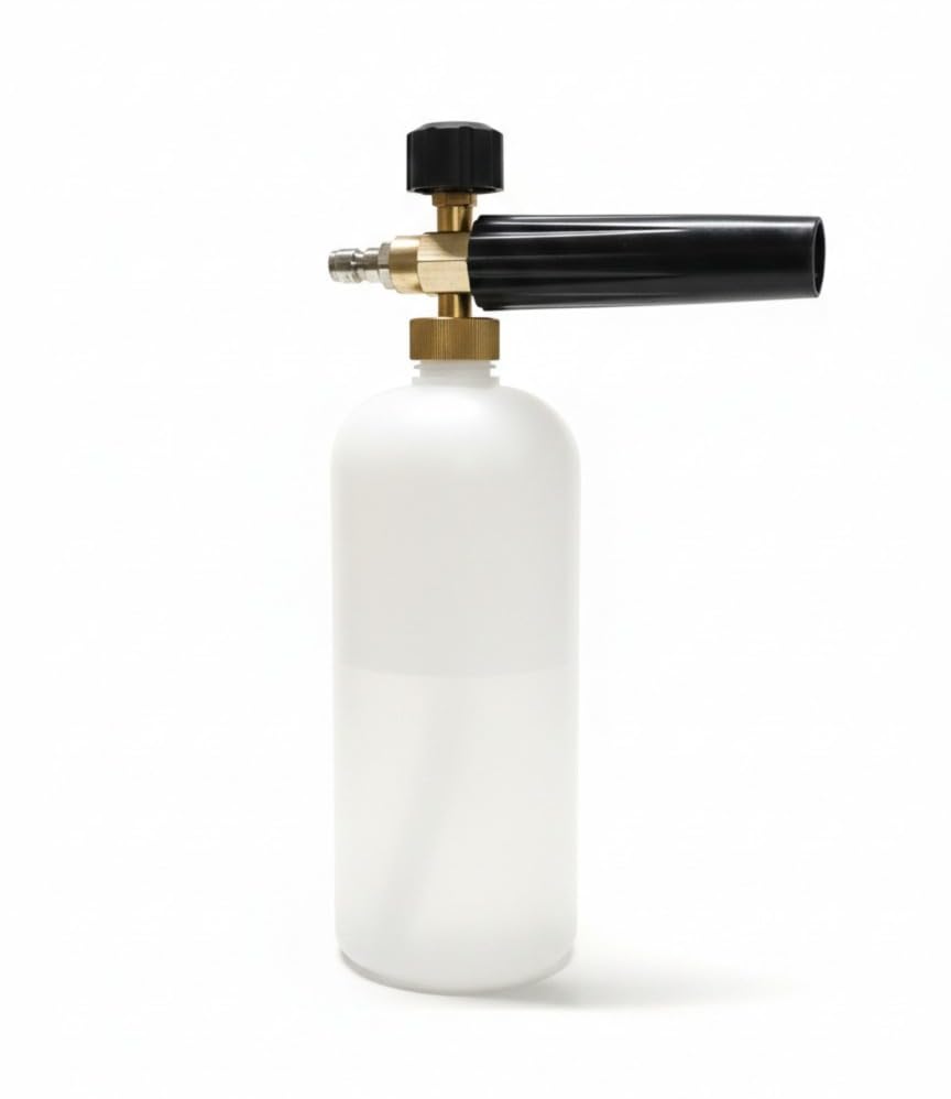 KISAN 1/4" Adjustable High Pressure Car Washer Gun Snow Foam Lance Bottle | Thick Foam Blaster with Quick Connector | Heavy Duty Brass Core & Wide Neck Bottle for Car.-image-27