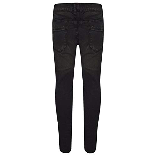 Girls Stretchy Jeans Kids Jet Black Denim Ripped Pants Frayed Trousers 5-13-14 Year2