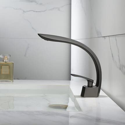 Robinet à poignée unique gris pour une salle de bain moderne et zen