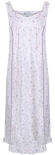 The 1 for U Nancy 100% Cotton Victorian Sleeveless Nightgown 7 Sizes (Medium, Lilac Rose)