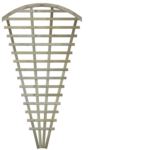 Large Fan Shaped 3x6ft (W: 3ft x H: 6ft) Decorative Top Arch Framed Lattice Trellis Panel Plant Grown Wall/Fence Art with Reduced Privacy Squares Width 955mm x Height: 1780mm