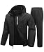 SWISSWELL Mens Waterproof Rainsuit with Hood Black Large
