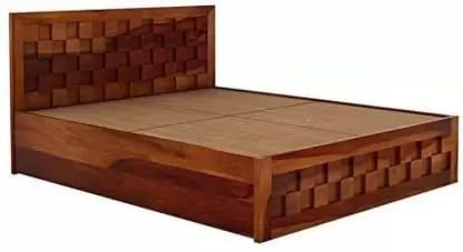 Image of Solid Wood King NA Bed (Finish Color - Honey Finish, Delivery Condition - DIY(Do-It-Yourself))