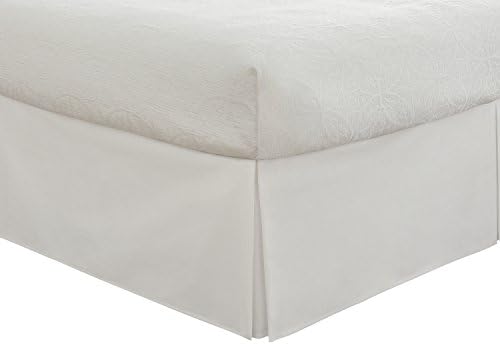 Fresh Ideas Bedding Tailored Bedskirt, Classic 14” Drop Length, Pleated Styling, Queen, White