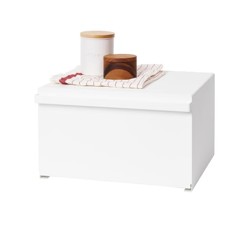 Yamazaki Home Tower Bread Box Scatole Di Pane, Acciaio, Magnete, Silicone, Bianco