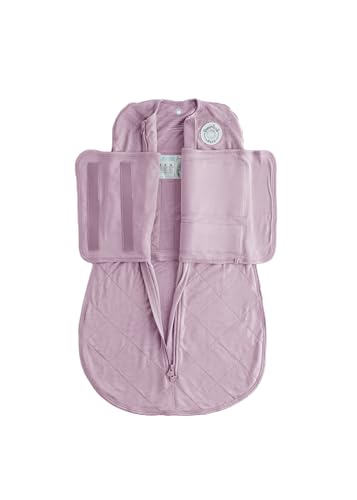 Image of DREAMLAND BABY Bamboo Viscose Swaddle Sleep Sack (0-6 Months). Ultra Soft Swaddle Blanket w/Built in Band. 95% Viscose, 5% Spandex (Mauve)