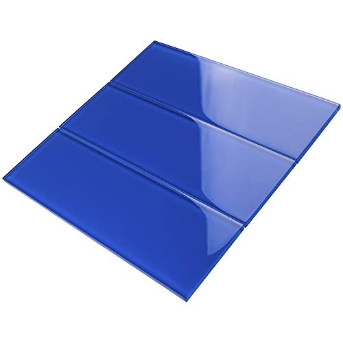 TCSBG-12 Electric Blue 4x12 Glass Subway Tile - Kitchen and Bathroom Backsplash Tile, Wall Tile (1 Box=10 sqt)