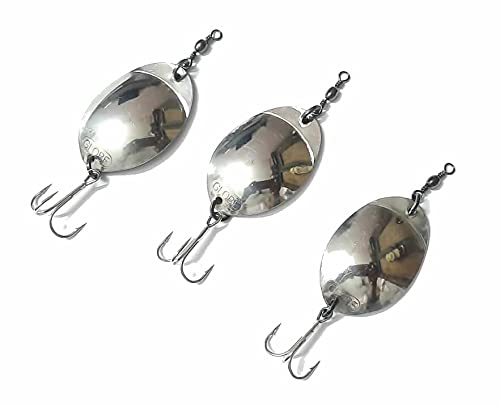 Deccan Angler Fishing Spoon 28grams with Chinese Hook (Qty - 3), Silver, M