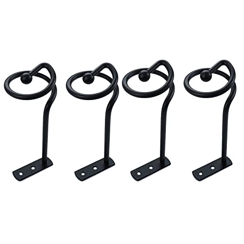 Curtain Holdbacks Window Drape Holder Hook Tiebacks for Window Sheer and Blackout Panels Decorative Draperies Metal Set of 4 Black