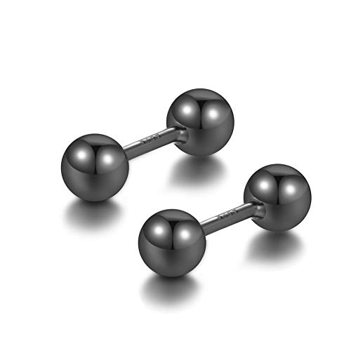 Silbertale 6Mm Barbell Earrings 925 Sterling Silver Minimalist Black Cartilage Stud Rook Daith Forward Helix Piercing Sleeper Earrings For Men Women #TOP10