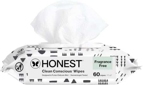 Image of The Honest Company Hypoallergenic Multi-Use Baby Wipes for Sensitive Baby Skin, Pattern Play, 60 Count (Pack of 12)